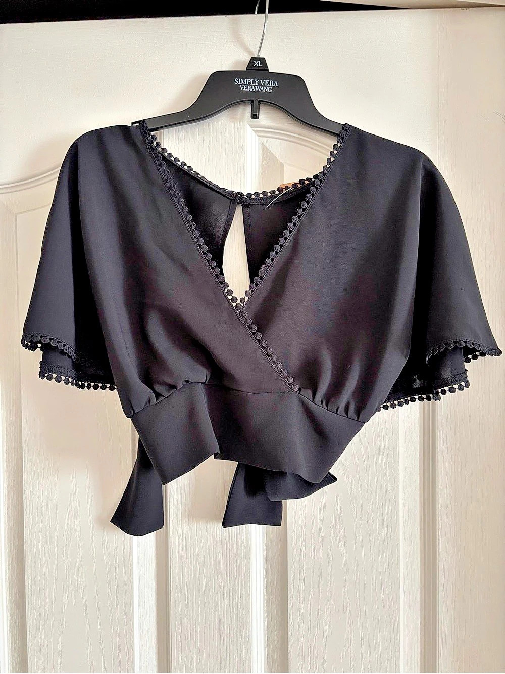 Black Wrap Crop Blouse Like New